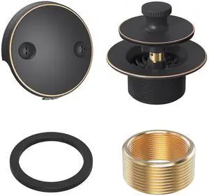 Oil Rubbed Bronze Tub Drain Trim Set Conversion Kit AssemblyAll Brass Lift & Turn Bathtub Drain Replacement Trim Kit with Two-Hole Overflow Faceplate and Universal Fine/Coarse Thread Oil Rubbed Bronze Tub Drain Trim Set Conversion Kit AssemblyAll Brass Lift & Turn Bathtub Drain Replacement Trim Kit with Two-Hole Overflow Faceplate and Universal Fine/Coarse Thread