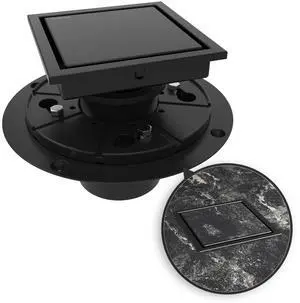 Inch Square Shower Drain Black Floor Drain with Flange Reversible 2-in-1 Cover Tile Insert Grate Removable SUS304 Stainless Steel CUPC Certified Matte Black Inch Square Shower Drain Black Floor Drain with Flange Reversible 2-in-1 Cover Tile Insert Grate Removable SUS304 Stainless Steel CUPC Certified Matte Black