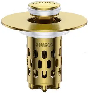 Bathroom Sink Drain Strainer,All Metal Pop-Up Sink Stopper with Removable Stainless Steel Filter Basket, Universal Bathroom Hair Catcher Fit for 1.1-2.36'' Drain (Gold, 1 Pack) Bathroom Sink Drain Strainer,All Metal Pop-Up Sink Stopper with Removable Stainless Steel Filter Basket, Universal Bathroom Hair Catcher Fit for 1.1-2.36'' Drain (Gold, 1 Pack)