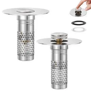 2 Pack Pop Up Bathroom Sink Drain Stoppers, Removable Sink Drain Strainer Stopper Hair Catcher with Stainless Steel Anti-Clog Filter Basket for Sinks and Drains 1.06-1.5 Inch 2 Pack Pop Up Bathroom Sink Drain Stoppers, Removable Sink Drain Strainer Stopper Hair Catcher with Stainless Steel Anti-Clog Filter Basket for Sinks and Drains 1.06-1.5 Inch
