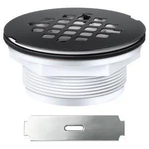 4.25" OD Shower Drain Assembly, Snap in Shower Base Drain and Round Grid Strainer Cover, Fits 2 in. Schedule 40 ABS and PVC Pipes, Stainless Steel Cap, ABS Base(Matte Black,1 Pack) 4.25" OD Shower Drain Assembly, Snap in Shower Base Drain and Round Grid Strainer Cover, Fits 2 in. Schedule 40 ABS and PVC Pipes, Stainless Steel Cap, ABS Base(Matte Black,1 Pack)