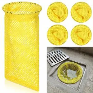 Disposable Mesh Strainers for Floor Drains Yellow Mesh Drain Sock Strainer with 3.64 Inch Metal Ring on Top for Commercial Kitchens, Restaurants & Facilities Prevent Clogs & Odors Disposable Mesh Strainers for Floor Drains Yellow Mesh Drain Sock Strainer with 3.64 Inch Metal Ring on Top for Commercial Kitchens, Restaurants & Facilities Prevent Clogs & Odors