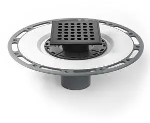 in Matte Black Square Shower Drain with PVC Bonding Flange Base in Matte Black Square Shower Drain with PVC Bonding Flange Base