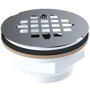 2" No-Caulk Snap-in Round Floor Shower Drain for Shower Pan with 4-1/4" Stainless Steel Round Grid Cover 2" No-Caulk Snap-in Round Floor Shower Drain for Shower Pan with 4-1/4" Stainless Steel Round Grid Cover