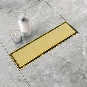 Gold Linear Shower Drain,2-in-1 Flat& Tile Insert Cover Gold Linear Shower Drain,2-in-1 Flat& Tile Insert Cover