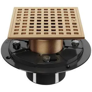 4 Inch Champagne Bronze Shower Drain- Square Shower Floor Drain Kit with ABS Flange-Removable Grid Strainer Cover - SUS304 Stainless Steel Floor Drain Kit 4 Inch Champagne Bronze Shower Drain- Square Shower Floor Drain Kit with ABS Flange-Removable Grid Strainer Cover - SUS304 Stainless Steel Floor Drain Kit