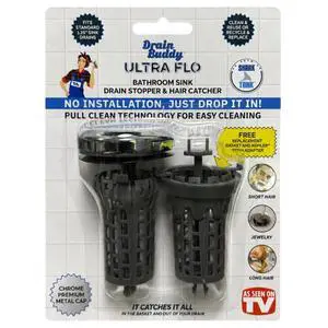 2 in 1 Bathroom Sink Stopper & Hair Catcher W/Patented Pull Clean Technology! | Fits 1.25 Sink Drains, Clog Preventing | Chrome Metal Cap / 1 Replacement Basket 2 in 1 Bathroom Sink Stopper & Hair Catcher W/Patented Pull Clean Technology! | Fits 1.25 Sink Drains, Clog Preventing | Chrome Metal Cap / 1 Replacement Basket