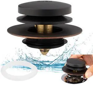 Universal Tip Toe Bath Drain Stopper and Cover, Bathtub Drain Stopper, Replaces Lift and Turn, Tip-Toe and Trip Lever drains for Tub, EZ Installation and Clearing (Oil Rubbed Bronze) Universal Tip Toe Bath Drain Stopper and Cover, Bathtub Drain Stopper, Replaces Lift and Turn, Tip-Toe and Trip Lever drains for Tub, EZ Installation and Clearing (Oil Rubbed Bronze)