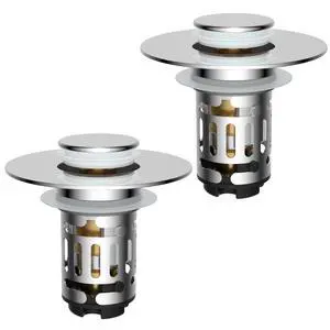 Bathroom Sink Drain Strainer, Universal Pop Up Stopper with Removable Stainless Steel Filter Basket Hair Catcher, Sink Plug for 1.1''~2.36'' Basin, Brass Bullet Core, Chrome Bathroom Sink Drain Strainer, Universal Pop Up Stopper with Removable Stainless Steel Filter Basket Hair Catcher, Sink Plug for 1.1''~2.36'' Basin, Brass Bullet Core, Chrome
