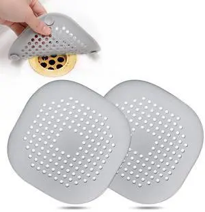 Hair Drain Catcher,Square Cover for Shower 2 Pack (Sliver Grey) Hair Drain Catcher,Square Cover for Shower 2 Pack (Sliver Grey)