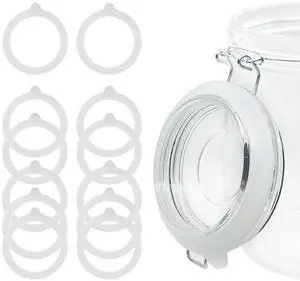 12 Pieces Rubber Seals Rings for Glass Jars, Airtight Silicone Replacement Gasket, Leakproof Silicone Gasket Sealing Rings for Mason Jars, Elastic and Fits Most Sizes (White) 12 Pieces Rubber Seals Rings for Glass Jars, Airtight Silicone Replacement Gasket, Leakproof Silicone Gasket Sealing Rings for Mason Jars, Elastic and Fits Most Sizes (White)