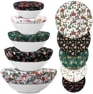 Bowl Covers Reusable in 5 Size Stretch Cloth Fabric Elastic Food Storage Bowl Covers Bread Sourdough Lids for Proofing Food Fruits Leftover(Black, White, Brown, Green,Animal Style) Bowl Covers Reusable in 5 Size Stretch Cloth Fabric Elastic Food Storage Bowl Covers Bread Sourdough Lids for Proofing Food Fruits Leftover(Black, White, Brown, Green,Animal Style)