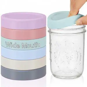 Silicone Wide Mouth Lids Mason Jar Lids Thickened Leak Proof Lid for 86 mm All Wide Mouth Mason Jars, Reusable Large Canning Jar Caps(Morandi) Silicone Wide Mouth Lids Mason Jar Lids Thickened Leak Proof Lid for 86 mm All Wide Mouth Mason Jars, Reusable Large Canning Jar Caps(Morandi)