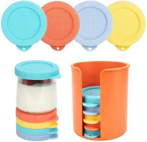 8 Pcs Silicone Oui Yogurt Jar Lids with Jar Lid Organizer, Reusable Jar Covers, Replacement Lids, Perfect for 5oz Oui Yogurt Glass Jars, Food-Grade, Dishwasher Freezer Safe(Jars NOT Included) 8 Pcs Silicone Oui Yogurt Jar Lids with Jar Lid Organizer, Reusable Jar Covers, Replacement Lids, Perfect for 5oz Oui Yogurt Glass Jars, Food-Grade, Dishwasher Freezer Safe(Jars NOT Included)