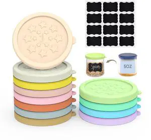 Silicone Leakproof Lids with Labels, Covers for 5oz Oui Yogurt Jar Silicone Leakproof Lids with Labels, Covers for 5oz Oui Yogurt Jar