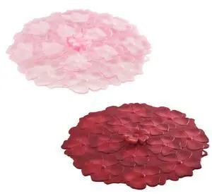 Set of 2 Geranium 4 Inch Silicone Drink Covers - Airtight Seal Set of 2 Geranium 4 Inch Silicone Drink Covers - Airtight Seal