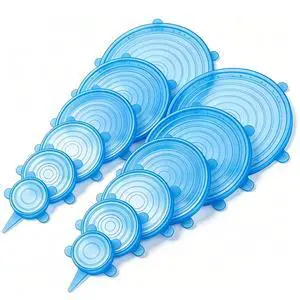 12 pcs Silicone Stretch lids set(6 Sizes,blue) 12 pcs Silicone Stretch lids set(6 Sizes,blue)