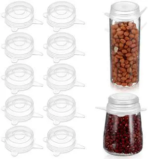 10 Pcs 2 Inch Silicone Stretch Lids, Jar Cover Sealed Food Storage Covers 10 Pcs 2 Inch Silicone Stretch Lids, Jar Cover Sealed Food Storage Covers
