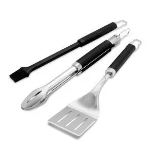 Precision 3Piece Grilling Tool Set Stainless Steel Tongs, Spatula & Silicone Basting Brush with NonSlip Handles and HandsFree Locking - Grill Accessory Kit Precision 3Piece Grilling Tool Set Stainless Steel Tongs, Spatula & Silicone Basting Brush with NonSlip Handles and HandsFree Locking - Grill Accessory Kit
