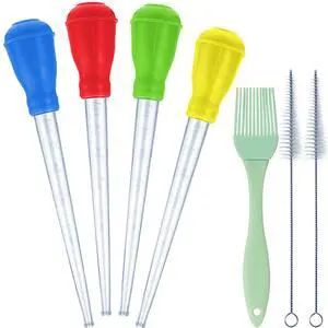 Heat-resistant Turkey Baster Cooking Set Includes 4pcs Large Turkey Basters for Cooking, 1 Silicone Basting Brush and 2 Cleaning Brush for BBQ Grill Butter Drippings, Glazes, Roasting Juice Heat-resistant Turkey Baster Cooking Set Includes 4pcs Large Turkey Basters for Cooking, 1 Silicone Basting Brush and 2 Cleaning Brush for BBQ Grill Butter Drippings, Glazes, Roasting Juice