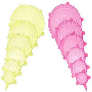 12 pcs Silicone Stretch lids set, 6 Sizes, Reusable Food Storage Covers Silicone Bowl CoversFlexible to Fit All Shape of ContainersFood Cover to Keep Food Fresh (pink,yellow) 12 pcs Silicone Stretch lids set, 6 Sizes, Reusable Food Storage Covers Silicone Bowl CoversFlexible to Fit All Shape of ContainersFood Cover to Keep Food Fresh (pink,yellow)