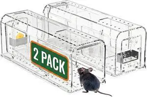Humane Mouse Traps Indoor Outdoors for Home, Live Mouse Traps Catch and Release, No Kill Mice Traps, Reusable Non-Contact Rap Trap, Washable Transparent (2 Pack) Humane Mouse Traps Indoor Outdoors for Home, Live Mouse Traps Catch and Release, No Kill Mice Traps, Reusable Non-Contact Rap Trap, Washable Transparent (2 Pack)
