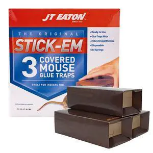 Stick-Em Covered Mouse Glue Trap, 3, Brown/A Stick-Em Covered Mouse Glue Trap, 3, Brown/A
