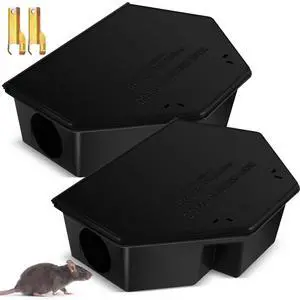 Large Rat Bait Station Bulk with Keys 13.58 x 8.98 x 3.35 Inch Rodent Station Rat Boxes, Made of Sturdy Materials, Bait Not Included (Black) Large Rat Bait Station Bulk with Keys 13.58 x 8.98 x 3.35 Inch Rodent Station Rat Boxes, Made of Sturdy Materials, Bait Not Included (Black)