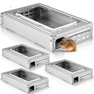 Multi Catch Mouse Trap Clear Top Mice Trap Rodent Humanized Silver Rat Traps for Indoor Outdoor Rat Control Pet and Security Multi Catch Mouse Trap Clear Top Mice Trap Rodent Humanized Silver Rat Traps for Indoor Outdoor Rat Control Pet and Security