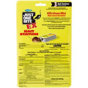 Just One Bite EX Bait Station Disposable Mouse Bait Trap with Bromethalin to Kill House Mice Fast, Preloaded and Ready to Use Rat Killer, 3-Pack Just One Bite EX Bait Station Disposable Mouse Bait Trap with Bromethalin to Kill House Mice Fast, Preloaded and Ready to Use Rat Killer, 3-Pack