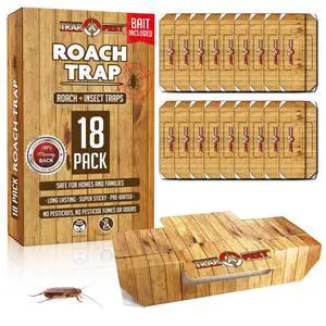 Roach Traps Indoor Sticky (18 Pack) - Glue Traps for Roaches Bug Traps with Roach Bait Traps - Long Lasting Non-Toxic Children and Pet Friendly Roach Traps Indoor Sticky (18 Pack) - Glue Traps for Roaches Bug Traps with Roach Bait Traps - Long Lasting Non-Toxic Children and Pet Friendly