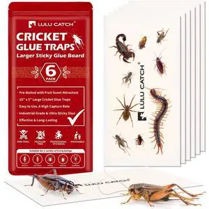 Cricket Insect Glue Traps - 6 Pack Bug Cockroach Sticky Traps, Large Spider Trap with Pre-Baited Attractant, Highly Effective Glue Boards Indoor, Non-Toxic Pet Safe, Easy to Use Cricket Insect Glue Traps - 6 Pack Bug Cockroach Sticky Traps, Large Spider Trap with Pre-Baited Attractant, Highly Effective Glue Boards Indoor, Non-Toxic Pet Safe, Easy to Use