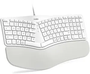 Wired Ergonomic Keyboard, Split Keyboard with Cushioned Wrist Rest, Adjustable Tilt Legs, Plug and Play, USB Corded, Compatible with Windows/Mac-White Wired Ergonomic Keyboard, Split Keyboard with Cushioned Wrist Rest, Adjustable Tilt Legs, Plug and Play, USB Corded, Compatible with Windows/Mac-White