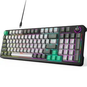 Mechanical Gaming Keyboard, Full Keys LED Backlit Programmable, Plug and Play USB A/C Wired Computer Custom Keyboard with Sound/Light Control Knob for Win/Mac - Gray & Black Mechanical Gaming Keyboard, Full Keys LED Backlit Programmable, Plug and Play USB A/C Wired Computer Custom Keyboard with Sound/Light Control Knob for Win/Mac - Gray & Black