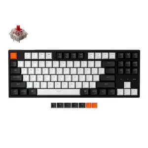 Wired Mechanical Keyboard, TKL 87-Key Tenkeyless Gaming Keyboard for Mac Windows, Hot-Swappable Gateron G Pro Red Switches, White Backlit, USB-C, Double-Shot ABS Keycaps Wired Mechanical Keyboard, TKL 87-Key Tenkeyless Gaming Keyboard for Mac Windows, Hot-Swappable Gateron G Pro Red Switches, White Backlit, USB-C, Double-Shot ABS Keycaps