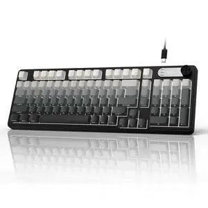 Gaming Keyboard, 99 Keys Silent Wired Keyboard with Number Pad & Knob, RGB Backlit, Side Printed PBT Keycaps, Anti-ghosting, Water Repellent Computer Keyboards for PC Mac Laptop Gamer Gaming Keyboard, 99 Keys Silent Wired Keyboard with Number Pad & Knob, RGB Backlit, Side Printed PBT Keycaps, Anti-ghosting, Water Repellent Computer Keyboards for PC Mac Laptop Gamer