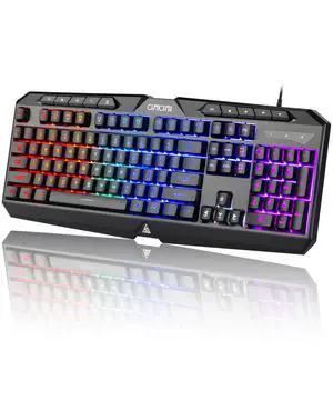 Light Up Gaming Keyboard Wired for PC PS5 Computer, USB Plug & Play, Quiet Light Up Gaming Keyboard Wired for PC PS5 Computer, USB Plug & Play, Quiet