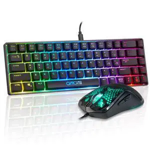 Gaming Keyboard and Mouse Combo, 68 Keys Wired LED RGB Backlit Black Gaming Keyboard and RGB Backlit Mouse, Small Light up Keyboard for PC Xbox PS4 (Black) Gaming Keyboard and Mouse Combo, 68 Keys Wired LED RGB Backlit Black Gaming Keyboard and RGB Backlit Mouse, Small Light up Keyboard for PC Xbox PS4 (Black)