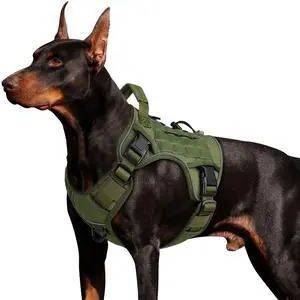 Tactical Dog Harness for Large Dogs, Heavy Duty No Pull Dog Harness with Handle, Adjustable Reflective Military K9 German Shepherd Big Size Dog Vest for Walking, Training, Hunting, Green (L) Tactical Dog Harness for Large Dogs, Heavy Duty No Pull Dog Harness with Handle, Adjustable Reflective Military K9 German Shepherd Big Size Dog Vest for Walking, Training, Hunting, Green (L)