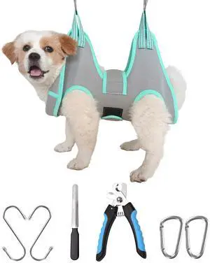 XS Dog Grooming Hammock Harness, Grey, Nail Trimming, Holder, Restraint, Thick Neck Support XS Dog Grooming Hammock Harness, Grey, Nail Trimming, Holder, Restraint, Thick Neck Support