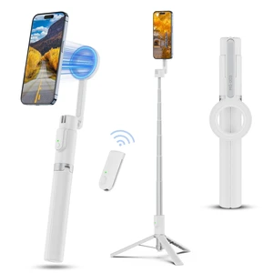 54'' Magnetic Selfie Stick Tripod Pro, All-in-One Phone Tripod w Magnetic Phone Holder & Detachable Wireless Remote, C/W Magsafe, for iPhone 16 15 14 13 12 Series & Android Phones (White) 54'' Magnetic Selfie Stick Tripod Pro, All-in-One Phone Tripod w Magnetic Phone Holder & Detachable Wireless Remote, C/W Magsafe, for iPhone 16 15 14 13 12 Series & Android Phones (White)