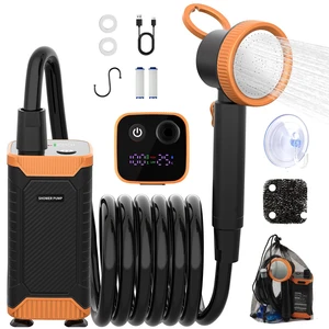 Portable Camping Shower, 8000mAh Rechargeable Outdoor Shower Pump | Filtered Showerhead, Intelligent LED Display, IPX8 Waterproof, Camping Shower Kit for Hiking, RV, Car Washing, Pet Bath Portable Camping Shower, 8000mAh Rechargeable Outdoor Shower Pump | Filtered Showerhead, Intelligent LED Display, IPX8 Waterproof, Camping Shower Kit for Hiking, RV, Car Washing, Pet Bath