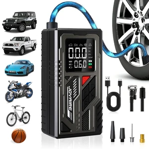 Air Pump for Balls, Car, 12V & 4000mAh Battery, 150PSI Max Pressure | Airflow 20L/min, LCD Display, Auto Shut-Off, Portable & Cordless, 5 Inflation Mode, Emergency Power Bank, 4 Conversion Nozzle Air Pump for Balls, Car, 12V & 4000mAh Battery, 150PSI Max Pressure | Airflow 20L/min, LCD Display, Auto Shut-Off, Portable & Cordless, 5 Inflation Mode, Emergency Power Bank, 4 Conversion Nozzle