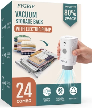 Rechargeable Cordless Pump Vacuum Storage Bags, 24 M/S/XS Combo | 80% Space Saver Plastic Packaging Bags for Clothes, Travel Luggage & Bedding, Closet Organization Rechargeable Cordless Pump Vacuum Storage Bags, 24 M/S/XS Combo | 80% Space Saver Plastic Packaging Bags for Clothes, Travel Luggage & Bedding, Closet Organization