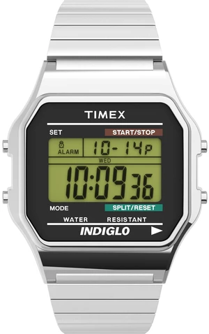 Men's T78587 Classic Digital Silver-Tone Stainless Steel Expansion Band Watch Men's T78587 Classic Digital Silver-Tone Stainless Steel Expansion Band Watch