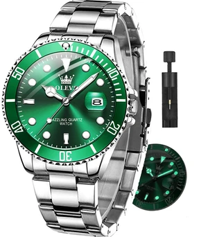 Green Watches for Men Stainless Steel Luxury Date Dress Waterproof | Silver and Green Men Watch Luxury Dress Green Dial Watches For Men Business Big Face Man Watch Fashion Relojes Para Hombres Green Watches for Men Stainless Steel Luxury Date Dress Waterproof | Silver and Green Men Watch Luxury Dress Green Dial Watches For Men Business Big Face Man Watch Fashion Relojes Para Hombres
