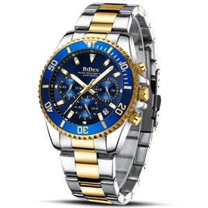 Mens Watches Chronograph Gold Blue Stainless Steel Waterproof Date Analog Quartz Watch Business Casual Fashion Wrist Watches for Men Mens Watches Chronograph Gold Blue Stainless Steel Waterproof Date Analog Quartz Watch Business Casual Fashion Wrist Watches for Men