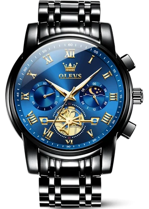 Blue Mens Watches Black Analog Dress Gift Nice Luxury Watches for Men | Men Watches Waterproof Skeleton Moon Phase Quartz Watches for Men Chronograph Fancy Diamond Large Watch relojes para hombres Blue Mens Watches Black Analog Dress Gift Nice Luxury Watches for Men | Men Watches Waterproof Skeleton Moon Phase Quartz Watches for Men Chronograph Fancy Diamond Large Watch relojes para hombres