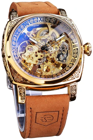 Watches for Man, Square Retro Mechanical Watch Self-Wind Carved, Skeleton Automatic Watches Vintage Leather Strap Wristwatch Watches for Man, Square Retro Mechanical Watch Self-Wind Carved, Skeleton Automatic Watches Vintage Leather Strap Wristwatch