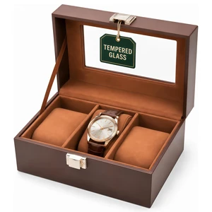 Watch Box Case for Men, Wooden Display Glass Lid | Watch Storage Organizer for Collection | Ideal Gift for Dad Husband, Anniversary Birthday Present for Men Women Watch Box Case for Men, Wooden Display Glass Lid | Watch Storage Organizer for Collection | Ideal Gift for Dad Husband, Anniversary Birthday Present for Men Women